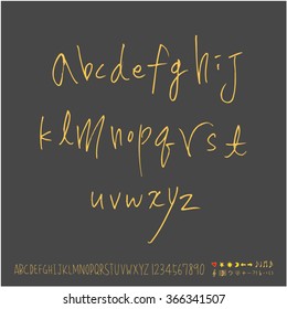 Alphabet & number / Hand drawn calligraphy - vector