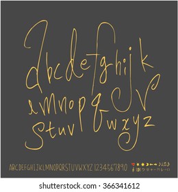 Alphabet & number / Hand drawn calligraphy - vector