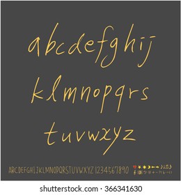 Alphabet & number / Hand drawn calligraphy - vector