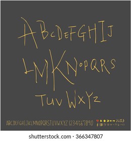Alphabet & number / Hand drawn calligraphy - vector