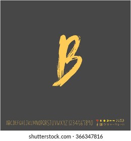 Alphabet & number / Hand drawn calligraphy - vector