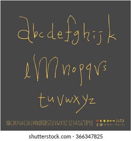 Alphabet & number / Hand drawn calligraphy - vector