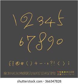 Alphabet & number / Hand drawn calligraphy - vector
