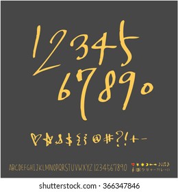 Alphabet & number / Hand drawn calligraphy - vector