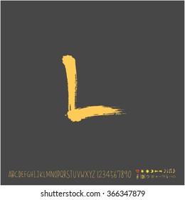 Alphabet & number / Hand drawn calligraphy - vector