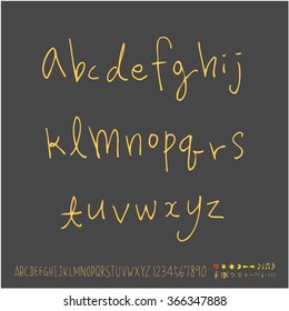 Alphabet & number / Hand drawn calligraphy - vector
