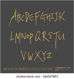 Alphabet & number / Hand drawn calligraphy - vector
