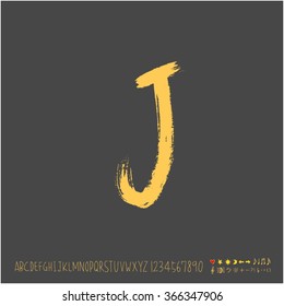 Alphabet & number / Hand drawn calligraphy - vector