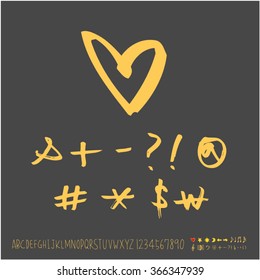 Alphabet & number / Hand drawn calligraphy - vector