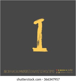 Alphabet & number / Hand drawn calligraphy - vector