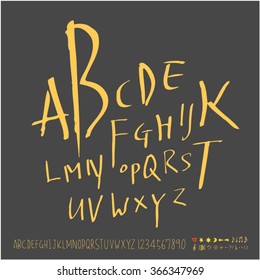 Alphabet & number / Hand drawn calligraphy - vector