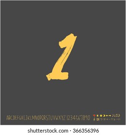 Alphabet & number / Hand drawn calligraphy - vector