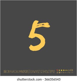 Alphabet & number / Hand drawn calligraphy - vector