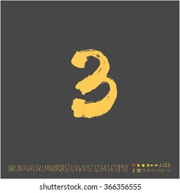 Alphabet & number / Hand drawn calligraphy - vector
