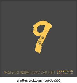 Alphabet & number / Hand drawn calligraphy - vector
