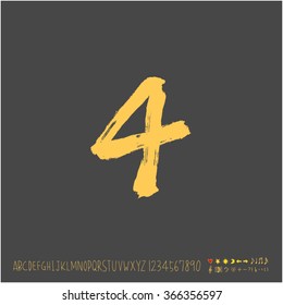 Alphabet & number / Hand drawn calligraphy - vector