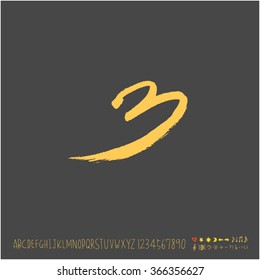 Alphabet & number / Hand drawn calligraphy - vector
