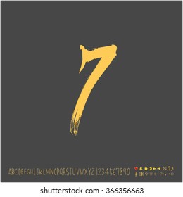 Alphabet & number / Hand drawn calligraphy - vector