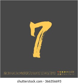 Alphabet & number / Hand drawn calligraphy - vector