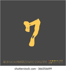 Alphabet & number / Hand drawn calligraphy - vector