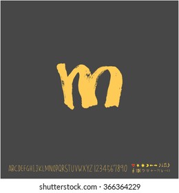 Alphabet & number / Hand drawn calligraphy - vector