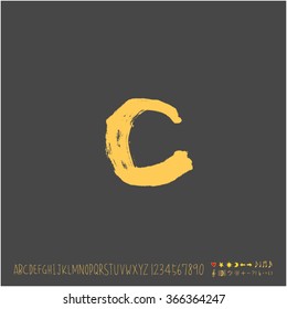 Alphabet & number / Hand drawn calligraphy - vector