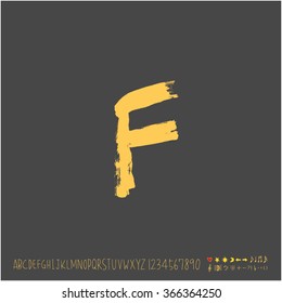 Alphabet & number / Hand drawn calligraphy - vector