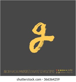 Alphabet & number / Hand drawn calligraphy - vector