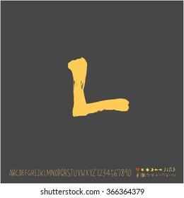 Alphabet & number / Hand drawn calligraphy - vector