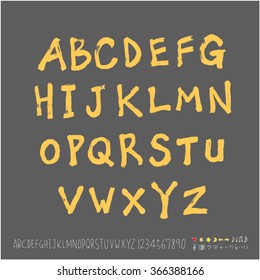Alphabet & number / Hand drawn calligraphy - vector