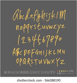 Alphabet & number / Hand drawn calligraphy - vector