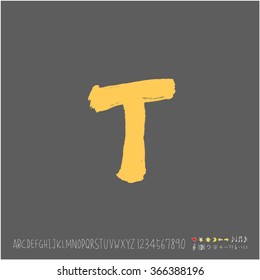 Alphabet & number / Hand drawn calligraphy - vector