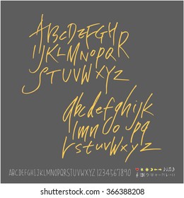 Alphabet & number / Hand drawn calligraphy - vector