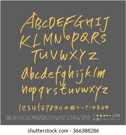 Alphabet & number / Hand drawn calligraphy - vector