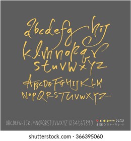 Alphabet & number / Hand drawn calligraphy - vector