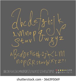Alphabet & number / Hand drawn calligraphy - vector