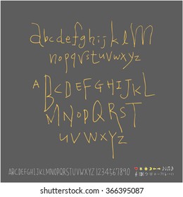 Alphabet & number / Hand drawn calligraphy - vector