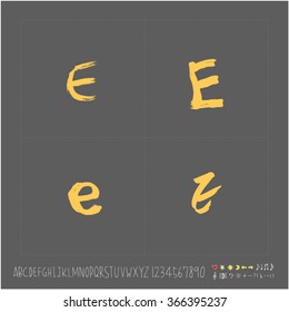 Alphabet & number / Hand drawn calligraphy - vector