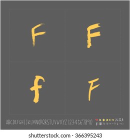 Alphabet & number / Hand drawn calligraphy - vector
