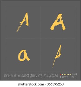 Alphabet & number / Hand drawn calligraphy - vector