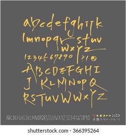 Alphabet & number / Hand drawn calligraphy - vector