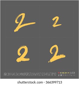Alphabet & number / Hand drawn calligraphy - vector