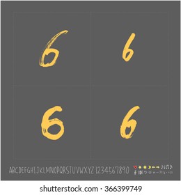 Alphabet & number / Hand drawn calligraphy - vector