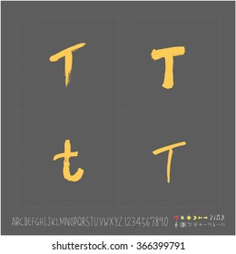 Alphabet & number / Hand drawn calligraphy - vector