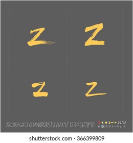 Alphabet & number / Hand drawn calligraphy - vector