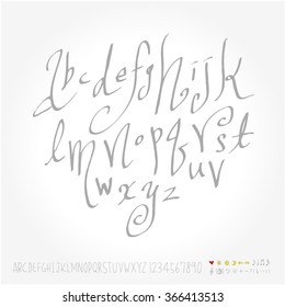 Alphabet & number / Hand drawn calligraphy - vector