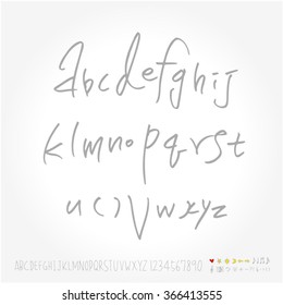 Alphabet & number / Hand drawn calligraphy - vector