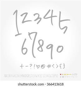 Alphabet & number / Hand drawn calligraphy - vector