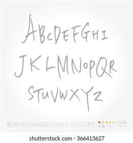 Alphabet & number / Hand drawn calligraphy - vector
