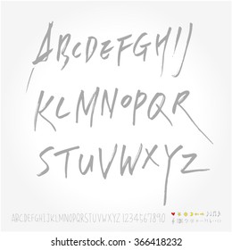 Alphabet & number / Hand drawn calligraphy - vector